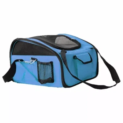 Pet Life The  Ultra-lock' Collapsible Safety Travel Wire Folding Pet Car Seat Carrier In Blue