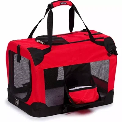 Pet Life Folding Deluxe 360 Vista View House Pet Carrier In Red