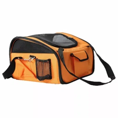 Pet Life The  Ultra-lock' Collapsible Safety Travel Wire Folding Pet Car Seat Carrier In Orange