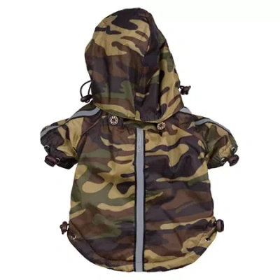 Pet Life Reflecta Sport Adjustable Reflective Camouflage Jacket In Green
