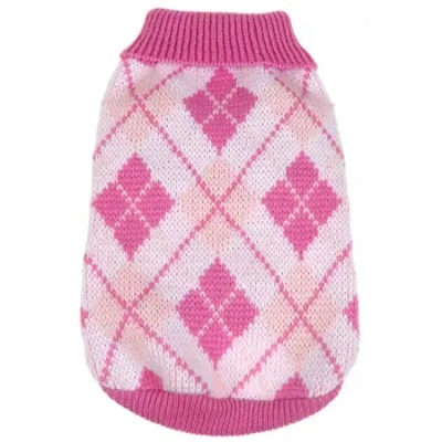 Pet Life Argyle Style Ribbed Fashion Pet Sweater In Pink