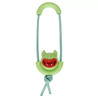 Pet Life Sling-away Treat Dispensing Launcher With Natural Jute In Green