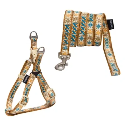 Pet Life Touchdog 'caliber' Designer Embroidered Fashion Pet Dog Leash And Harness Combination In Brown