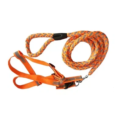 Pet Life The  Reflective Stitched Easy Tension Adjustable 2-in-1 Dog Leash And Harness In Orange