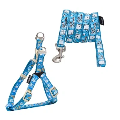 Pet Life Touchdog 'caliber' Designer Embroidered Fashion Pet Dog Leash And Harness Combination In Blue
