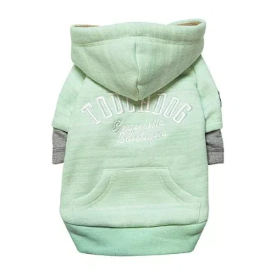 Pet Life Touchdog Hampton Beach Designer Ultra Soft Sand-blasted Cotton Pet Dog Hoodie Sweater In Green