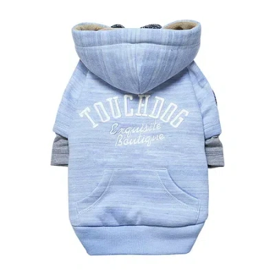 Pet Life Touchdog Hampton Beach Designer Ultra Soft Sand-blasted Cotton Pet Dog Hoodie Sweater In Blue