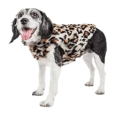 Pet Life Luxe 'lab-pard' Dazzling Leopard Patterned Faux Mink Fur Dog Coat Jacket In Brown
