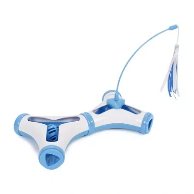 Pet Life Kitty-tease Interactive Cognative Training Puzzle Cat Toy Tunnel Teaser In Blue