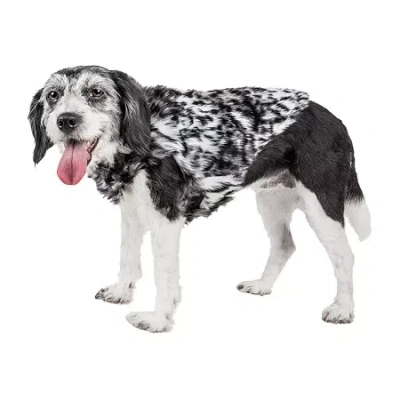 Pet Life Luxe 'paw Dropping' Designer Gray-scale Tiger Pattern Faux Mink Fur Dog Coat Jacket In Black