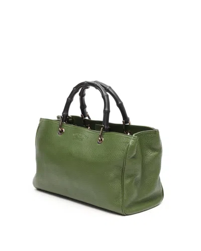 Gucci Medium Bamboo Shopper Bag In Green