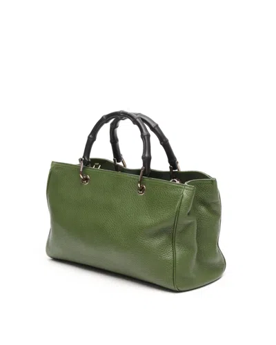 Gucci Medium Bamboo Shopper Bag In Green