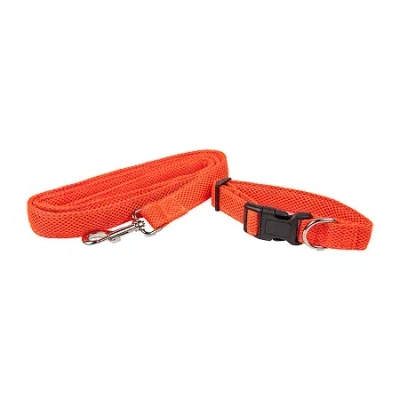 Pet Life Aero Mesh 2-in-1 Dual Sided Comfortable And Breathable Adjustable Mesh-collar Dog Leash In Orange