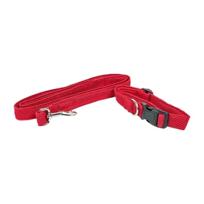 Pet Life Aero Mesh 2-in-1 Dual Sided Comfortable And Breathable Adjustable Mesh-collar Dog Leash In Red