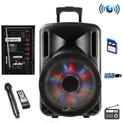 Befree Sound 12 Inch Bluetooth Rechargeable Party Speaker With Illuminatiing Lights In Black