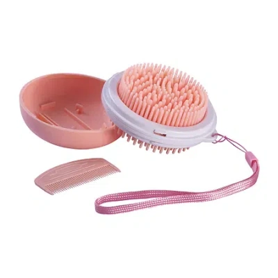 Pet Life Brave 3-in-1 Travel Pocketed Dual Grooming Brush And Comb Dog Comb In Pink
