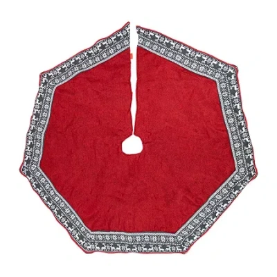 Northlight 50in Snowflake & Reindeer Christmas Tree Skirt In Red