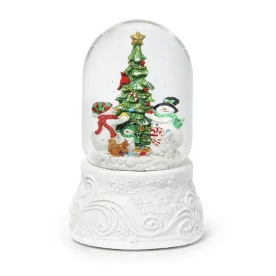 Roman 8" Led Dome Snowmen & Tree Lighted Christmas Tabletop Decor In White