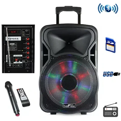 Befree Sound 12 Inch Bluetooth Rechargeable Party Speaker With Illuminatiing Lights In Black