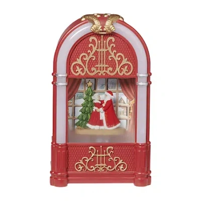 Roman 9.7" Lighted Jukebox Dancing Santa Lighted Christmas Tabletop Decor In Red
