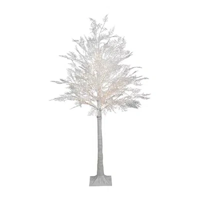 Northlight White Led Lighted Floral Artificial Warm White Lights 5 Foot Pre-lit Christmas Tree In White