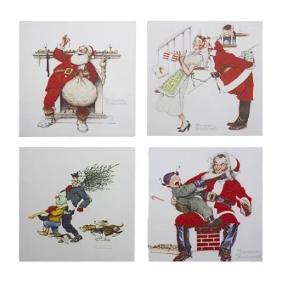 Northlight Set Of 4 Classic Norman Rockwell Christmas Scene Prints Canvas Art In Multi