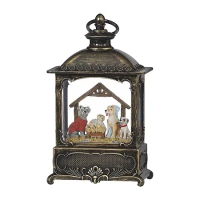 Roman 8.75" Led Canine Lantern Lighted Christmas Tabletop Decor In Brown