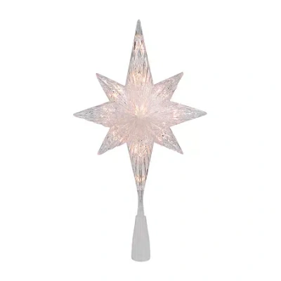 Northlight 11" 8 Point Bethlehem Star Clear Lights Green Wire Christmas Tree Topper In White