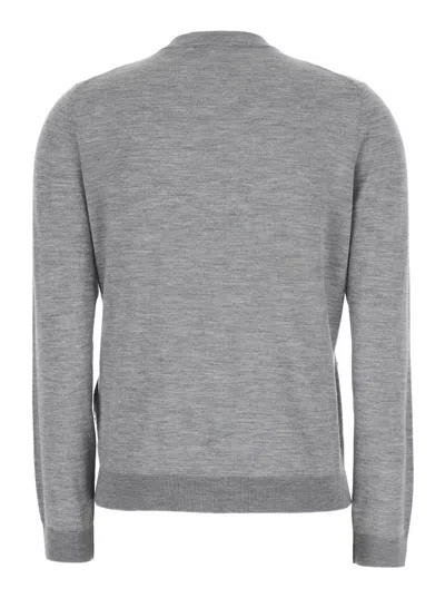 Gucci Grey Cardigan With Round Neck And Logo Lettering Embroidery On The Front In Cashmere And Silk Woman In Gray
