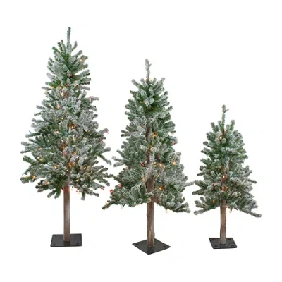 Northlight Set Of 3 Artificial Unlit 5 Foot Pine Christmas Tree In Green