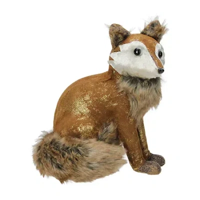 Northlight 10.25in Plush Brown Sitting Fox Animal Decoration Christmas Figurine In Brown