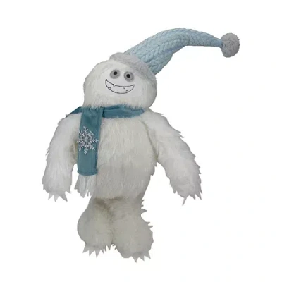 Northlight 23-inch Plush White And Blue Standing Tabletop Yeti Christmas Figurine In White