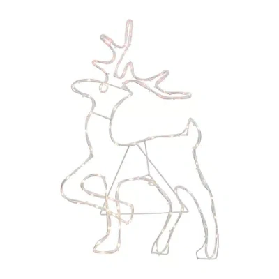 Northlight 24in Lighted Standing Reindeer Silhouette Decor Christmas Yard Art In White