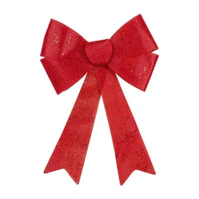 Northlight 16in Led Lighted Red Burlap Bow Christmas Decoration With Color Changing Lights Indoor Ribbon In Red