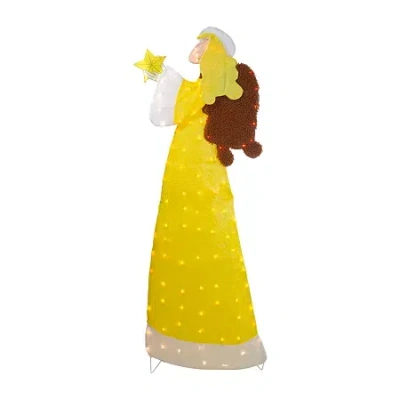 Northlight 72in Lighted 2d Yellow Chenille Angel Christmas Yard Art In Yellow