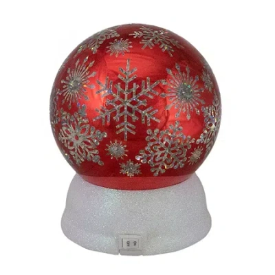 Northlight 6.5in Led Shiny Red Snowflake Water Tabletop Decoration Christmas Snow Globe In Red