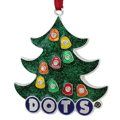 Northlight 3'' Silver Plated Dots Candy Logo Christmas Tree Ornament With European Crystals In Green