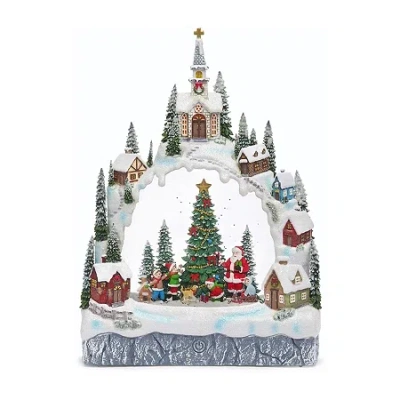 Roman 11.25in Lighted Swirl Village Christmas Tabletop Decor In White