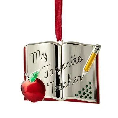 Northlight 3.25'' Red And Silver-plated Teacher Christmas Ornament With European Crystals In Silver