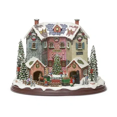 Roman 10.75in Musical Led 3 Buildings Plays Music Christmas Tabletop Decor In Multi