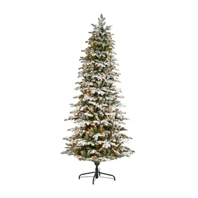 Nearly Natural 8ft. Flocked North Carolina Fir Artificial Christmas Tree In White