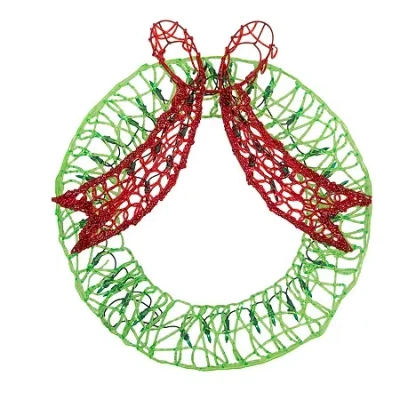 Northlight Lighted Bell And Bow Christmas Window Decor In Green