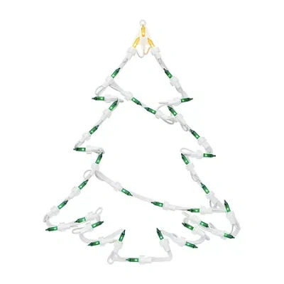 Northlight Lighted Tree Christmas Window Decor In White