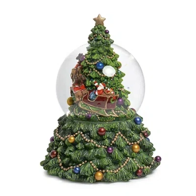 Roman 7.5 In Musical Tree Dome Santa Christmas Snow Globe In Green
