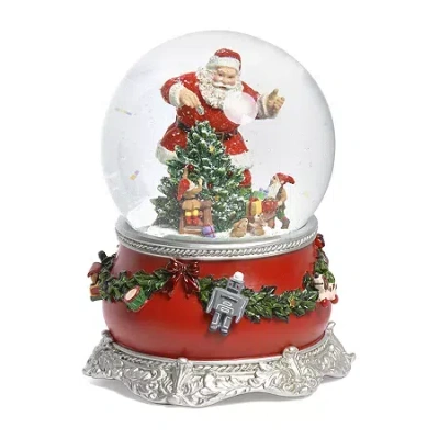 Roman 6 In Musical Dome Christmas Snow Globe In White