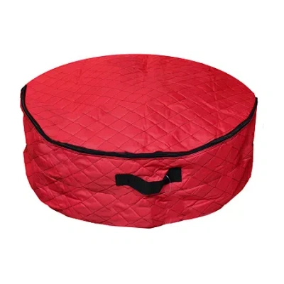 Northlight Quilt Zip Up 36 Inch Wreath Storage Bag In Red