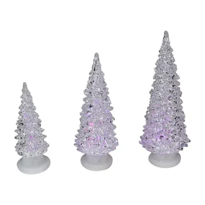 Northlight Color Changing Led Trees 3-pc. Lighted Christmas Tabletop Decor In White
