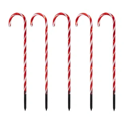 Northlight Lighted Candy Cane Lawn Stakes Christmas Yard Art In Red