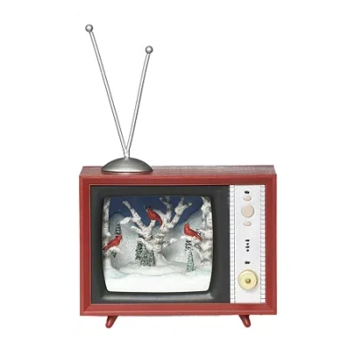 Roman 5in Lighted Musical Forest Tv Christmas Snow Globe In White