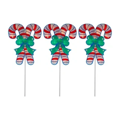 Northlight Lighted Candy Cane Pathway Markers Christmas Yard Art In Multi
